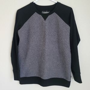 Women's Eddie Bauer Quilted Front Sweater, size Medium, Black & Gray